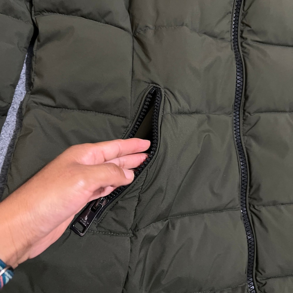 Andrew Marc Stretch Hooded Puffer Coat Olive Green Women's Size XL - Picture 7 of 15